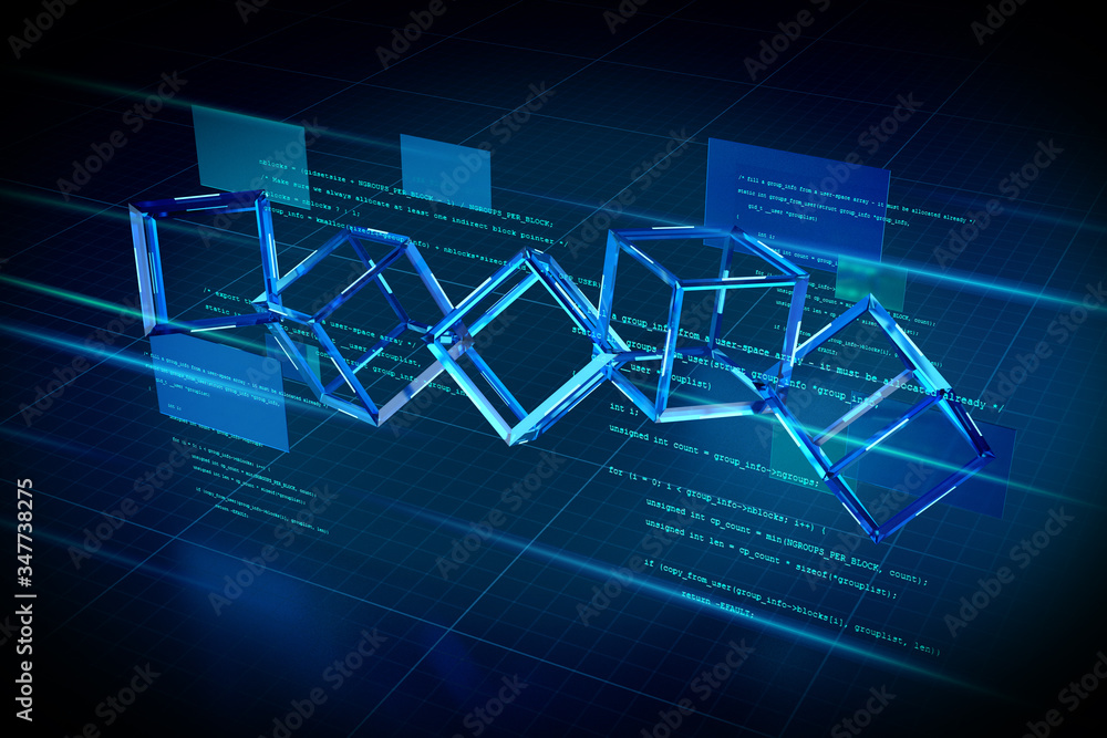 Poster blockchain abstract background illustration - 3d rendering