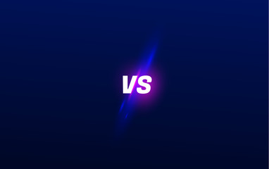 Blue neon versus logo vs letters for sports and fight competition. Battle vs match, game concept competitive vs. Vector illustration.