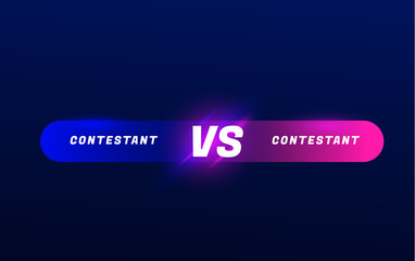 Versus screen. Vs battle headline, conflict duel between Red and Blue teams. Confrontation fight competition