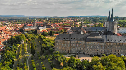 Fototapeta na wymiar Bamberg, Germany. Amazing aerial view on a sunny day from Michaelsberg Abbey