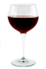 Glass with red wine isolated on white