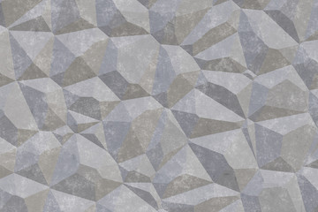 3D Gray stucco, concrete and cement pattern, asymmetric and geometric abstract shapes on textured Background.