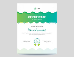 Vertical Abstract Colored Green and Blue Waves Certificate
Letter Size 8.5 x 11 with .125 Bleed