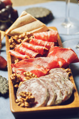 Red wine and charcuterie assortment