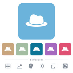 Single Hat flat icons on color rounded square backgrounds