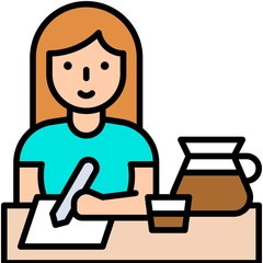 Working at desk, work from home vector