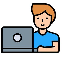 Man working on laptop, work from home related