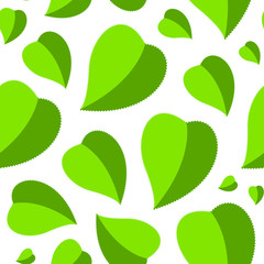 Seamless leaf pattern on white. Green leaves background