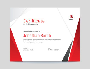 Red and Grey Shapes Certificate Design
Letter Size 11 x 8.5 with .125 Bleed