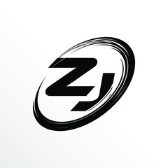 Initial Letter ZJ Brush Effect Logo Design