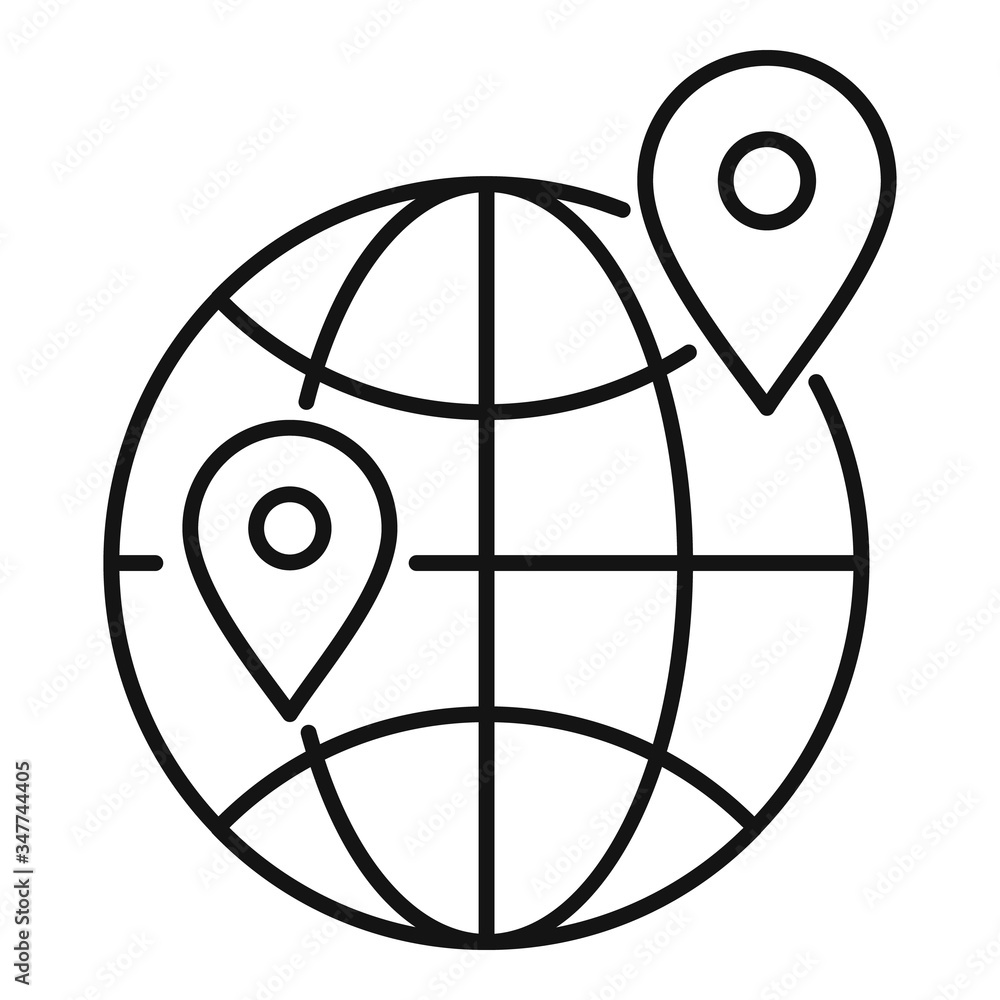 Poster global relocation icon. outline global relocation vector icon for web design isolated on white backg