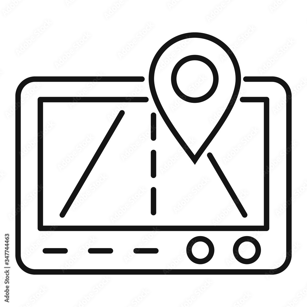 Poster gps relocation icon. outline gps relocation vector icon for web design isolated on white background