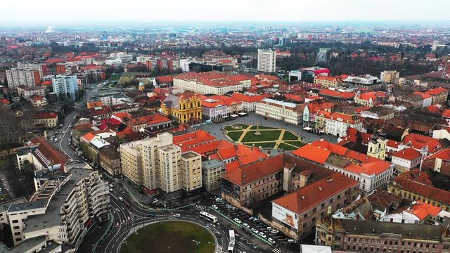 Timisoara city aerial footage