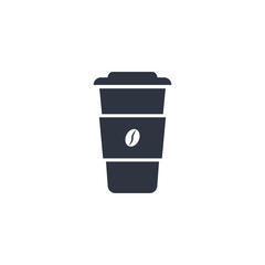 Disposable cup with coffee. coffee icon in simple flat style