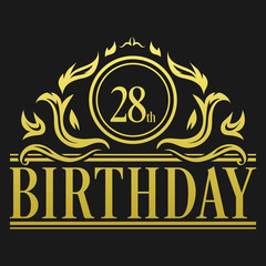 Luxury 28th Birthday Logo illustration vector