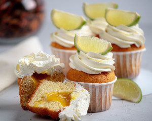lemon cupcake with white cream cheese