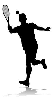 A tennis player man male sports person in silhouette