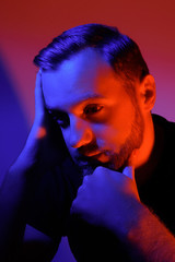Male portrait red and blue Light