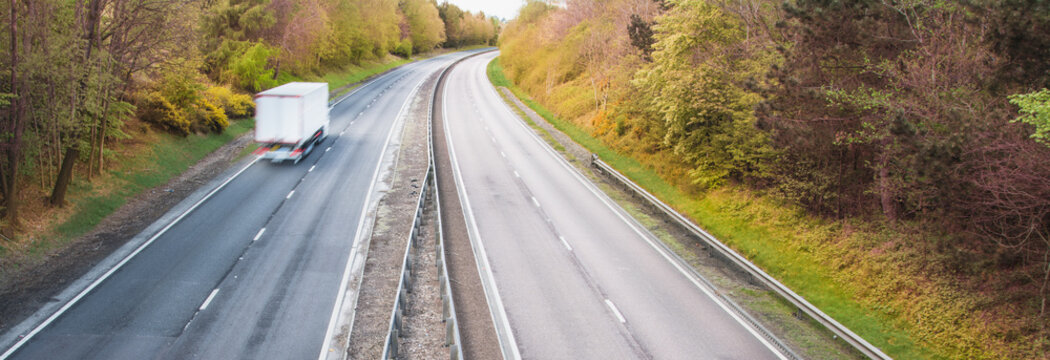 HGV Vehicle On A Dual Carriageway - Motorway Traffic In UK - Driving Test For Lorry Drivers