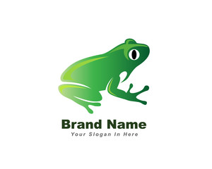 simple elegant green frog art logo design inspiration