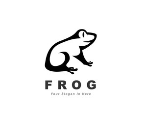 simply line art Black frog logo design inspiration