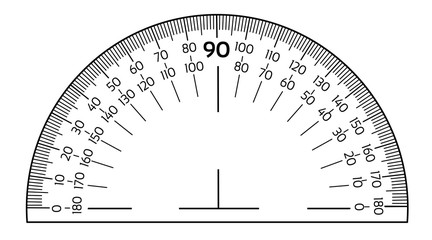Black vector protractor ruler isolated on the white background