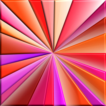 Triangles rouges en 3D convergeant vers un point central