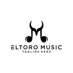 vector graphic logo combination of musical notes and horns