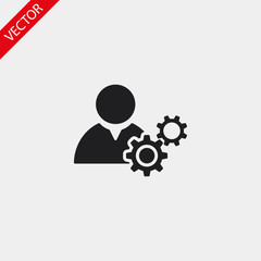 Man and cog vector icon , lorem ipsum Flat design