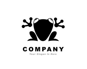Simple abstract black frog art logo, icon, sign, symbol design inspiration