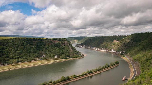 Time lapse of Loreley above the rhine valley, Rhineland-Palatinate, Germany
