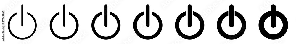 Poster power button icon black line | on off buttons illustration | start symbol | shutdown logo | logout s