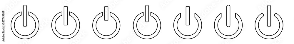Poster power button icon black line | on off buttons illustration | start symbol | shutdown logo | logout s