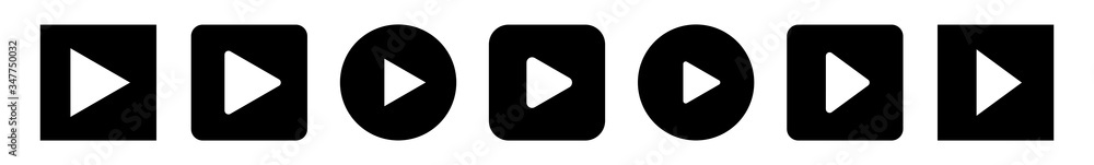 Poster play button icon black | start buttons illustration | video audio player navigate symbol | arrow log