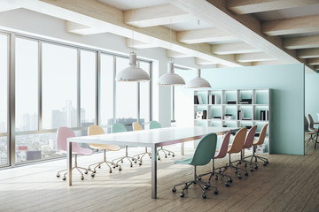 Modern meeting interior with city view