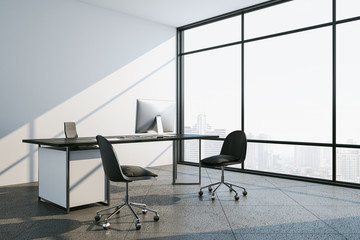 Luxury office interior with computer on desktop