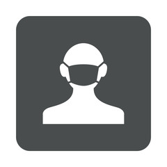 Icono plano hombre con máscara hospital en cuadrado color gris