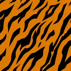 Papier peint Orange Modèle sans couture avec rayures de tigre. Empreinte d& 39 animal.
