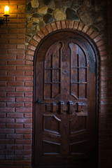 old wooden door in old town