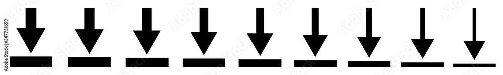 Poster download arrow icon black | arrows down illustration | file data transfer symbol | web import logo |