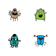 Cute cartoon monster. Vector funny monster character illustration design