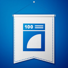 Blue Coffee paper filter icon isolated on blue background. White pennant template. Vector Illustration