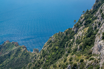 Breathtaking view down the mountainside at Capri, Italy.