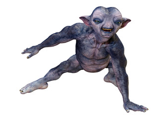 Obraz premium 3D Rendering Blue Alien on White