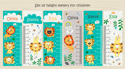 Kids height charts with lions