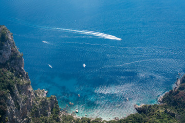 Looking down the mountainside from  the peak at Capri, Italy.