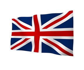 Waving flag of the Great Britain. British flag. United Kingdom of Great Britain and Northern Ireland. State symbol of the UK. 3D illustration