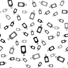 Black Whiskey bottle icon isolated seamless pattern on white background.  Vector Illustration