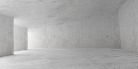 Abstract empty, modern concrete walls room with indirekt light from the left and rough floor - industrial interior background template