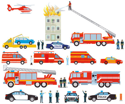 Feuerwehreinsatz und Polizeieinsatz mit Rettungswagen